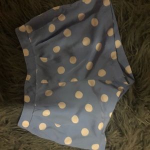 Blue and white poka dot shorts
